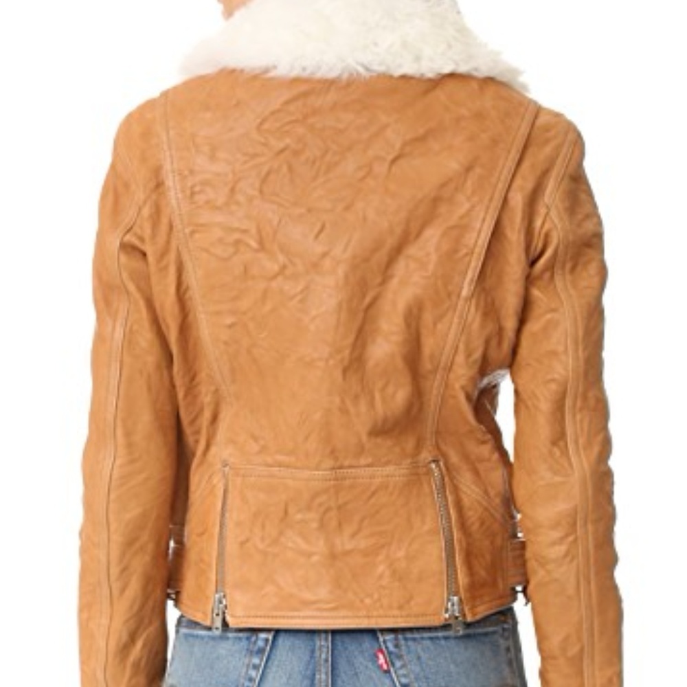 Iro Noemie Camel Shearling Leather Jacket - Picture 2 of 8